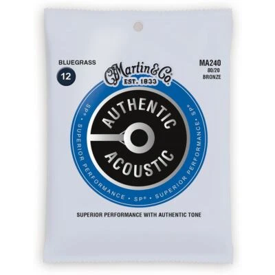 Martin MA240 Authentic Acoustic SP 80/20 Bronze Bluegrass Guitar Strings, 12-56 - Image 1 of 2