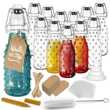 Nevlers 8.5 oz Dotted Swing Top Bottles (Pack of 12) | Includes Funnel, Brush