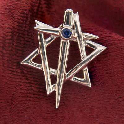 Simulated Sapphire 925 Silver Star of David Cross Pendant 14k White Gold Plated