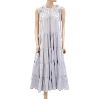 Merlette Caron Tiered Maxi Dress Solid Sleeveless Lavender Cotton M NWD 277401