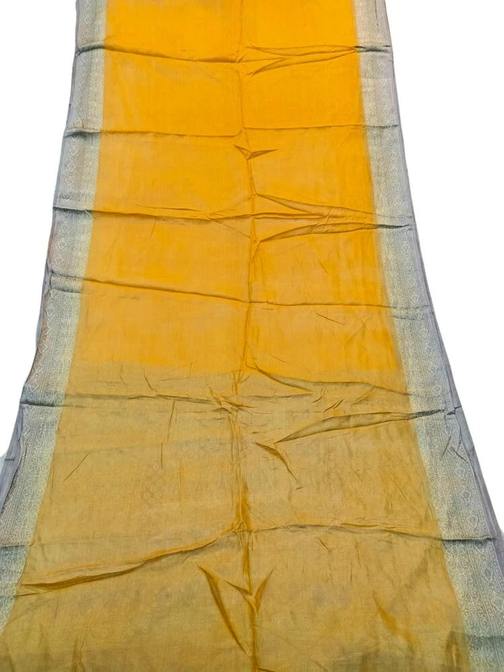 Sari Tussar de Seda Pura 100% Seda Vintage Tela India Reciclada TSS2983 Foto 2 de 4