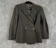 Giorgio Armani Blazer Womens 8 Brown Silk Blend Double Breasted Shoulder Pads