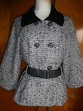 Tahari Arthur S. Levine Women Black/White Gorgeous Blazer Velour Collar Size 10