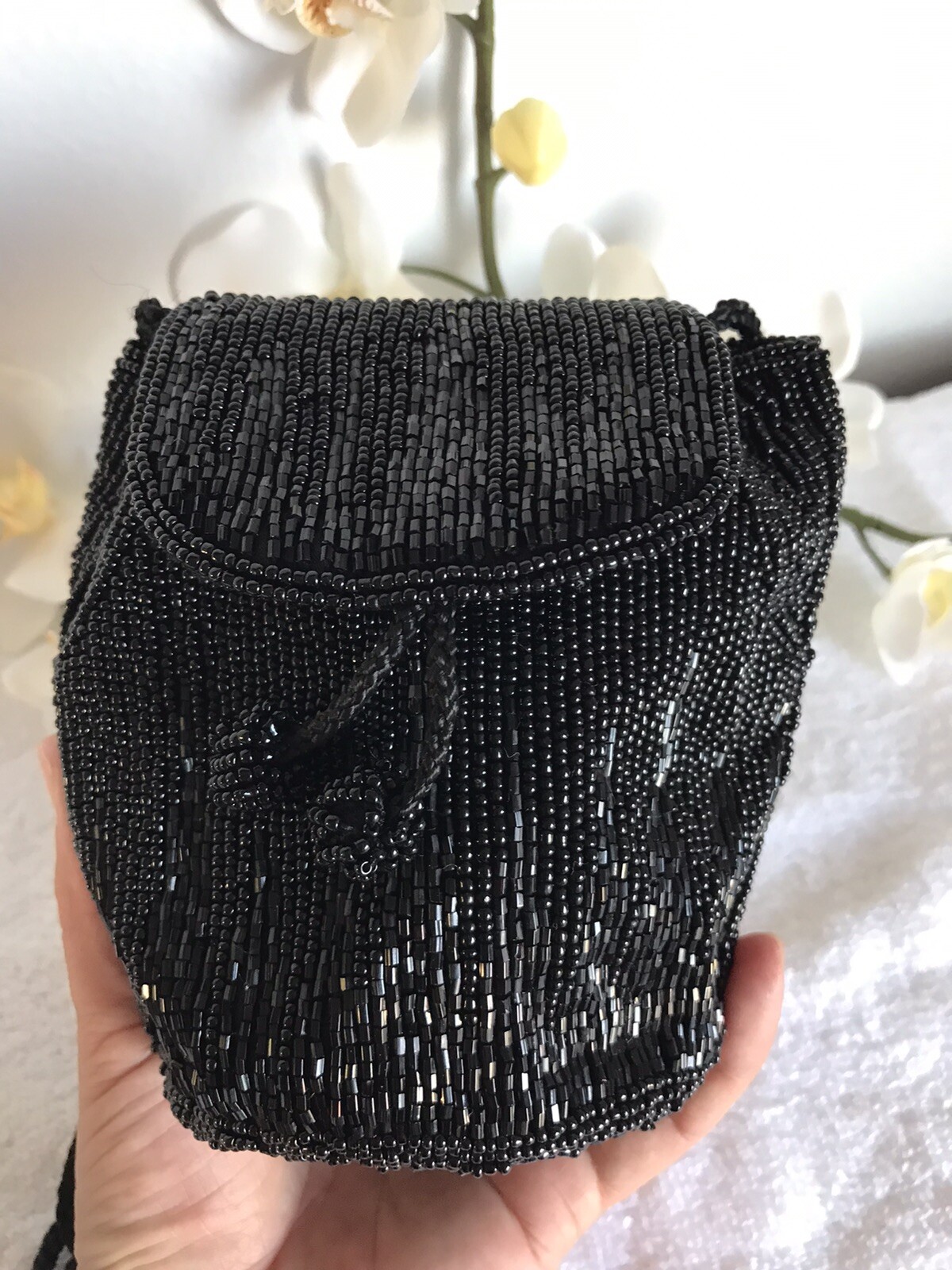 Hand Made Vintage Beaded Evening Mini Small Black Shoulder Bag eBay