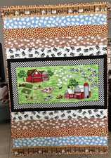 BARN Farm Animals Toddler Throw Quilt 63"x42.5" Cotton Cows Chicks Handmade NEW