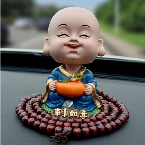 Kreatives Auto Ornament Kopfschütteln Maitreya Buddhistischer Mönch süß Auto Deko - Bild 23 von 26