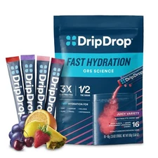 DripDrop Electrolyte Hydration Drink Mix 16 Servings Fast Hydration Variety Pack