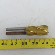 Cleveland C39475 1" Spiral 4 Flute HSS Square End Mill TiN Coated 1-7/8 LOC"