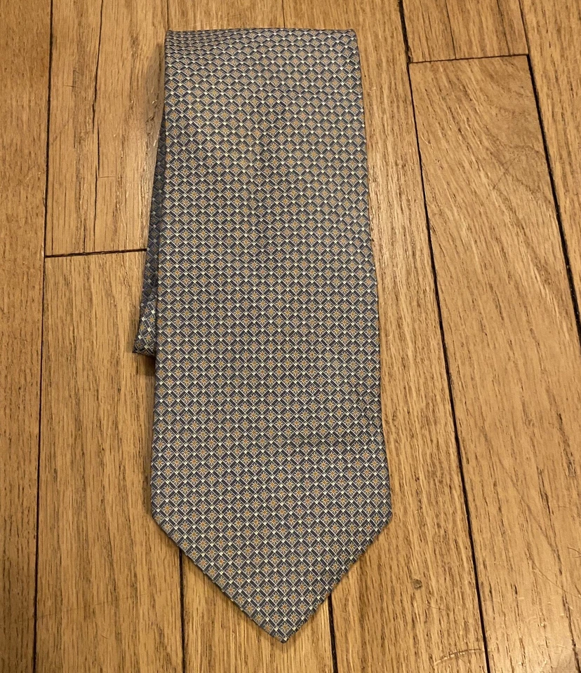 Gravata masculina Richards tecida 100% seda multicolorida geométrica feita na Itália - Imagem 2 de 4