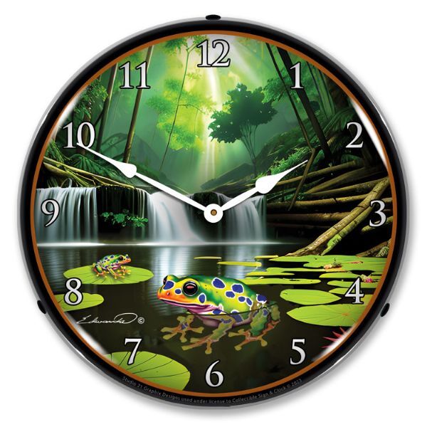 Green Posion Dart Frog LED Backlit Clock