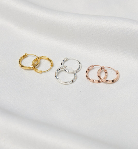 Hoop Earrings for Women, 925 Sterling Silver Handmade Minimalist Dainty Earring,-image