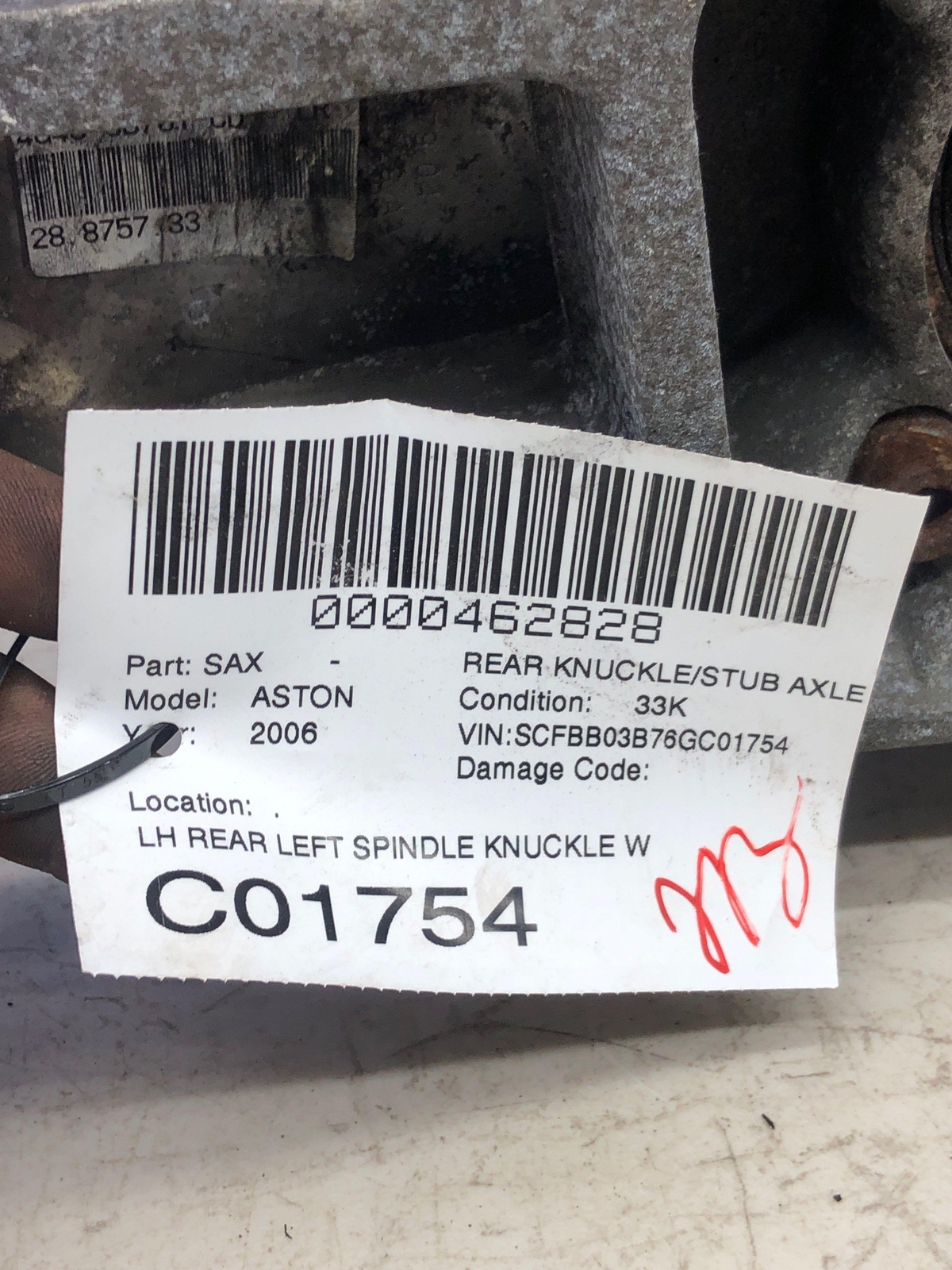2006-2018 ASTON MARTIN VANTAGE V8 REAR LEFT SPINDLE KNUCKLE WHEEL BEARING HUB