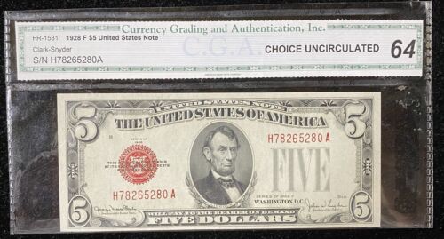 1928 F $5 Red Seal Note