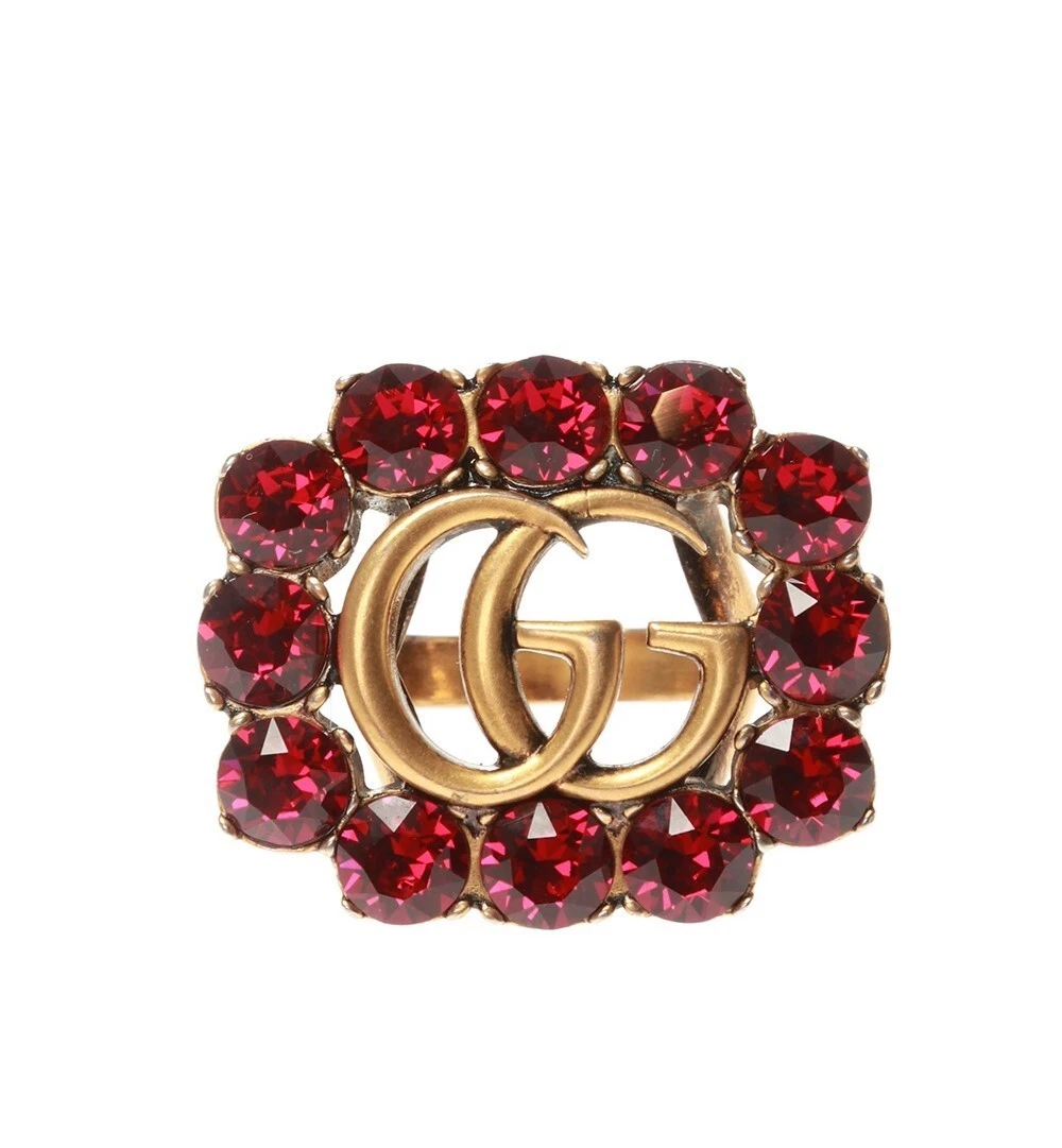 Gucci crystal deals double g ring