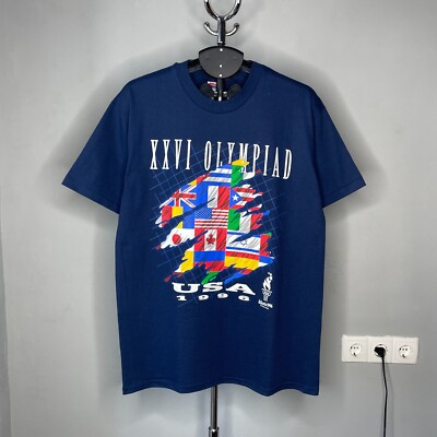 Vintage 1996 USA Atlanta 26 Olympiad Adult T-Shirt Size L Made in USA Hanes