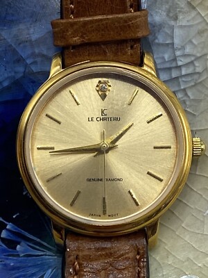 LE CHATEAU WOMENS DRESS WATCH 2011L GENUINE LEATHER BAND 18K GOLD PLATED  DIAL | eBay