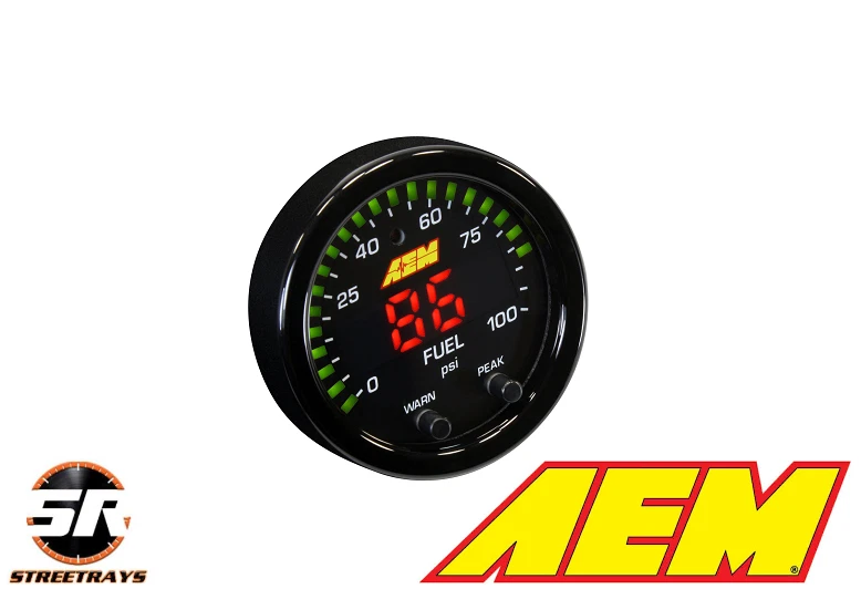 Authentic AEM X Series Oil Fuel Pressure Gauge 0-100 psi Black/Black (30-0301) - Image 3 of 4