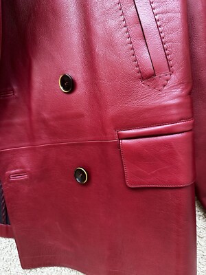 DOLCE & GABBANA Jacket Red Double Breasted Leather Coat IT50/US40