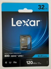 LEXAR 32GB SD Card Flash Memory Card SDHC Blue Series UHS-I U1 Class 10 800x NEW