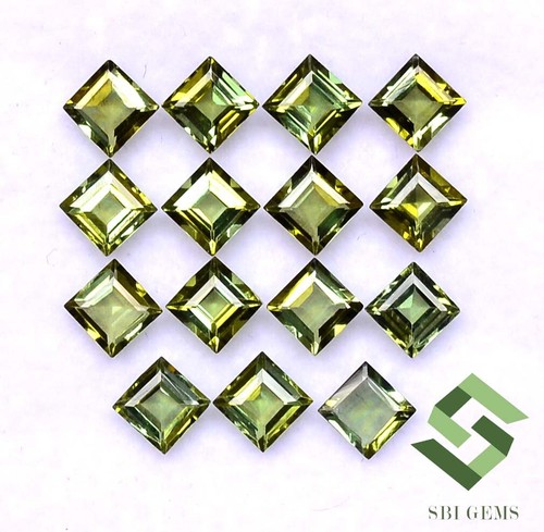 Lot de 15 pièces 3,50 mm tourmaline verte naturelle coupe carrée 3,90 CTS pierres précieuses lâches - Photo 1/6