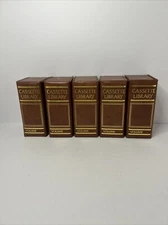 Vintage Cassette Audio Tape Library Book Style Case Holder Brown Gold Lot Of (5)