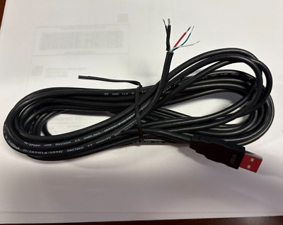 USB-A Male to Bare Wire, 5 Meter, 4 wire plus shielded ground, 28 AWG