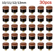 30Pcs 10-13mm Billiard Hard Leather Pool Cue Stick Screw-On Tips Replacements