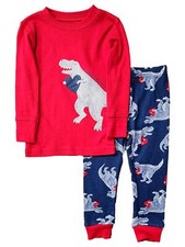 Carters Infant Boys Red  Navy Valentine Dinosaur Pajama Sleep Set