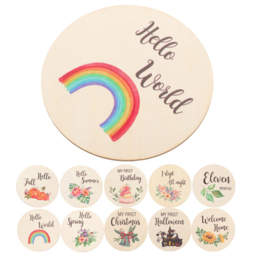 Wooden Monthly Milestone Discs for Pregnancy and Newborn-BY - Picture 1 of 12