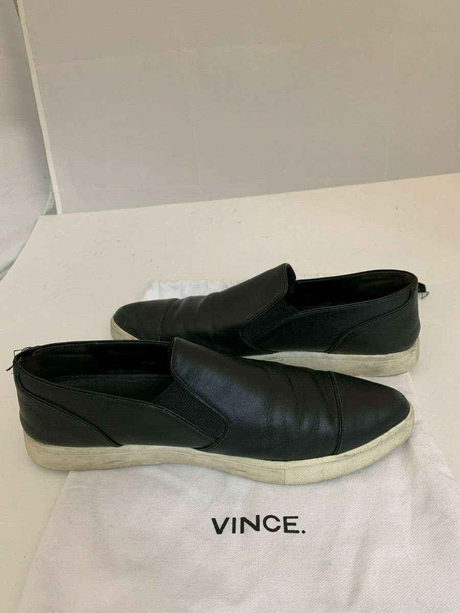 VINCE 8819 BLACK LEATHER POINTY TOE PAEYRE SNEAKERS SLIP ON SZ