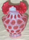 Fenton Vase Cranberry Coin Dot 7 inch No. 1441