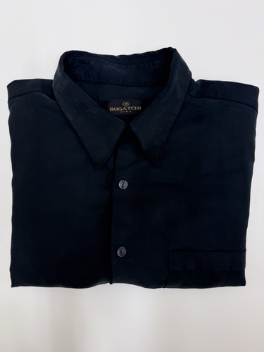 Bugatchi Uomo Mens Black Casual Button Down Shirt Modal Blend Long Sleeve