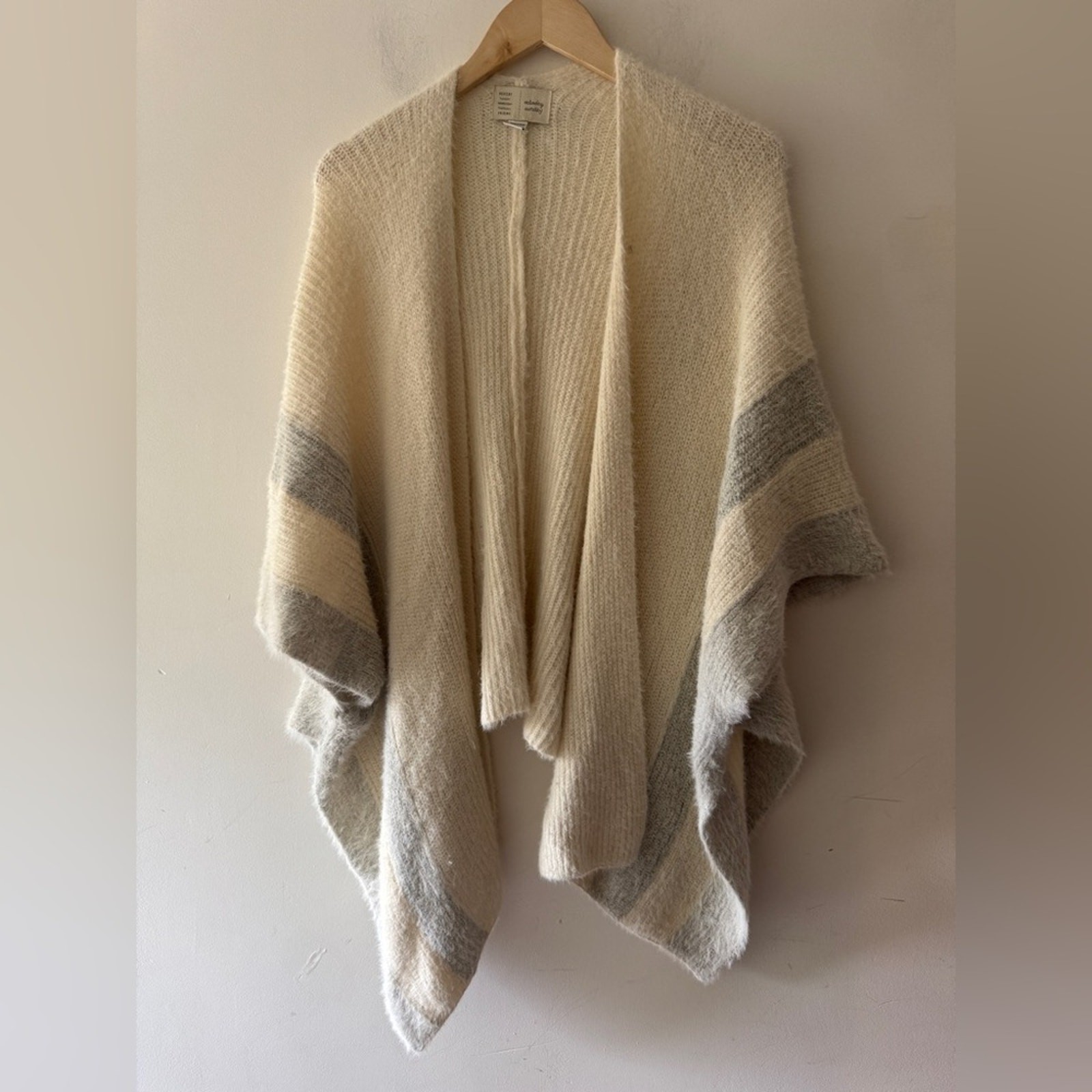 Saturday Sunday Anthropologie Fuzzy Knit Open Cardigan Sweater Poncho Shawl