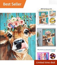 Beginner-Friendly 5D Diamond Art Kit - Cow Design for Elegant Home Decor 30x40cm