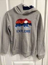 Eddie Bauer Kids L 14/16 Hoodie Gray Graphic Bear Explore