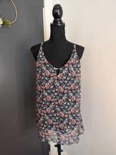 Cabi Flirt Cami Style 5224 Navy Floral Chiffon Tank - M