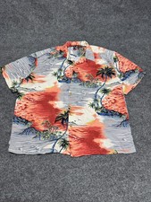 Vintage Quicksilver Rayon Camp Loop Button Shirt Hawaiian Beach Surf Men Large