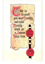 Ornate Yule Tide Greeting Card Festive Fox Horseshoe Wax Seals Post Card
