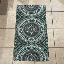 World Market Bath Towel Cotton Blue Green Mandala Paisley 27 x 52 India