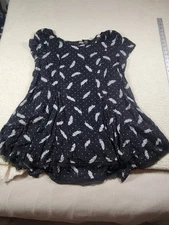 Torrid Women's Sheer Top Feather Print Black Fringe On The Bottom Size 0