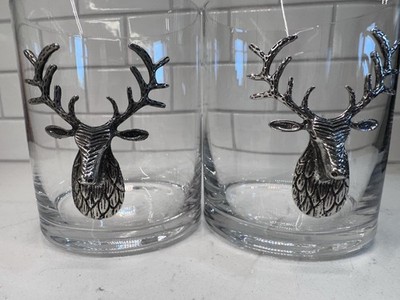 Set of 2 Old-Fashioned Whiskey Glasses Stag Deer/Buck Perfect Celebratory Hunt