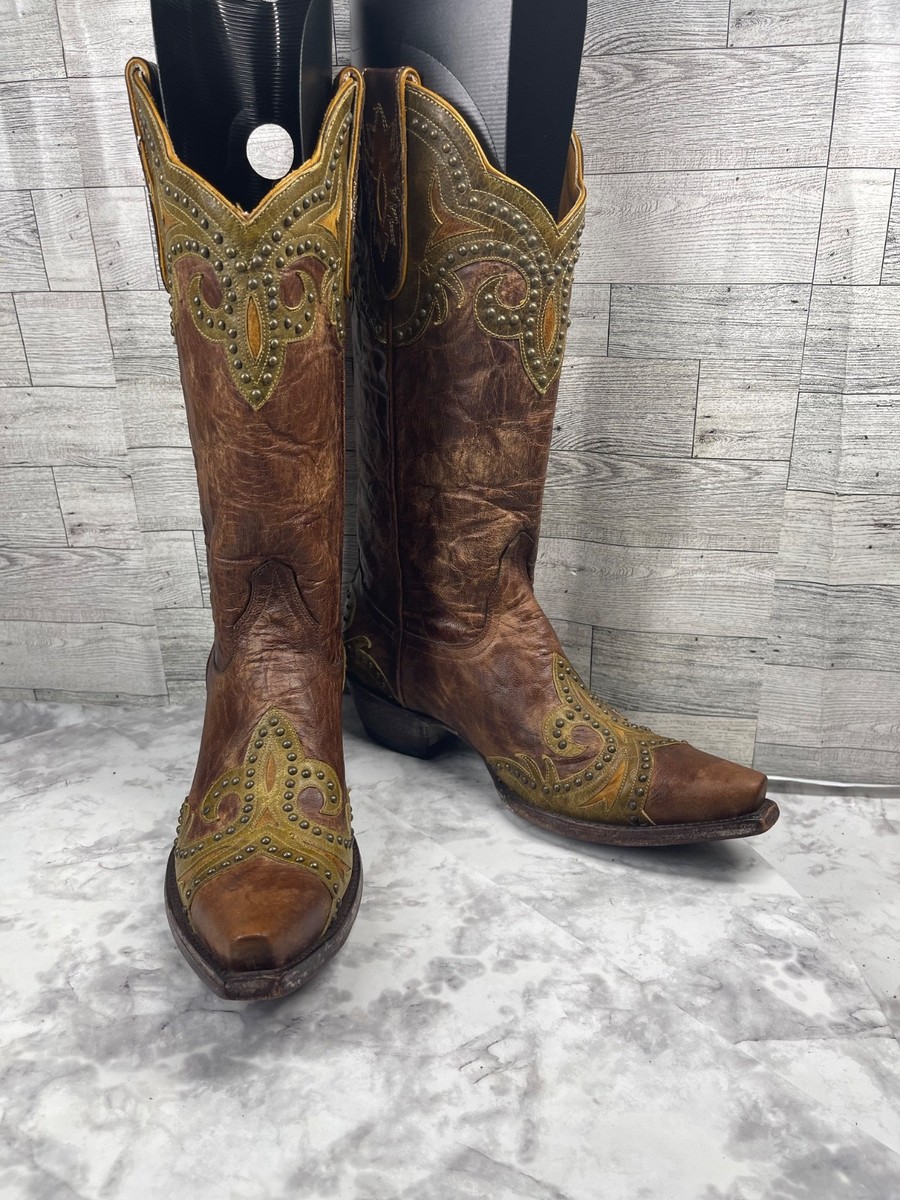 Old Gringo Western Boots Women 7B Shoes Brown Leather Studded Festival Snip  Toe