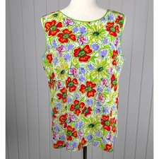 VTG Bob Mackie Wearable Art 100 Silk Sleeveless Multi-Color Floral Shell Top M