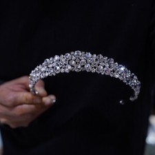 Elegant Brides Zircon Crystal Silver Wedding Tiaras Headpiece Bridal Headbands