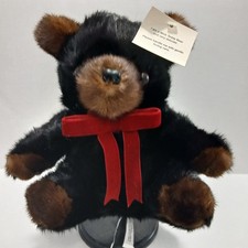 Real Mink Teddy Bear 9" Tall Without Stand 12" With Stand