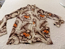 VTG 1960-70s Nylon SHIRT Men Small DISCO HIPPIE Floral Pointed Collar Retro