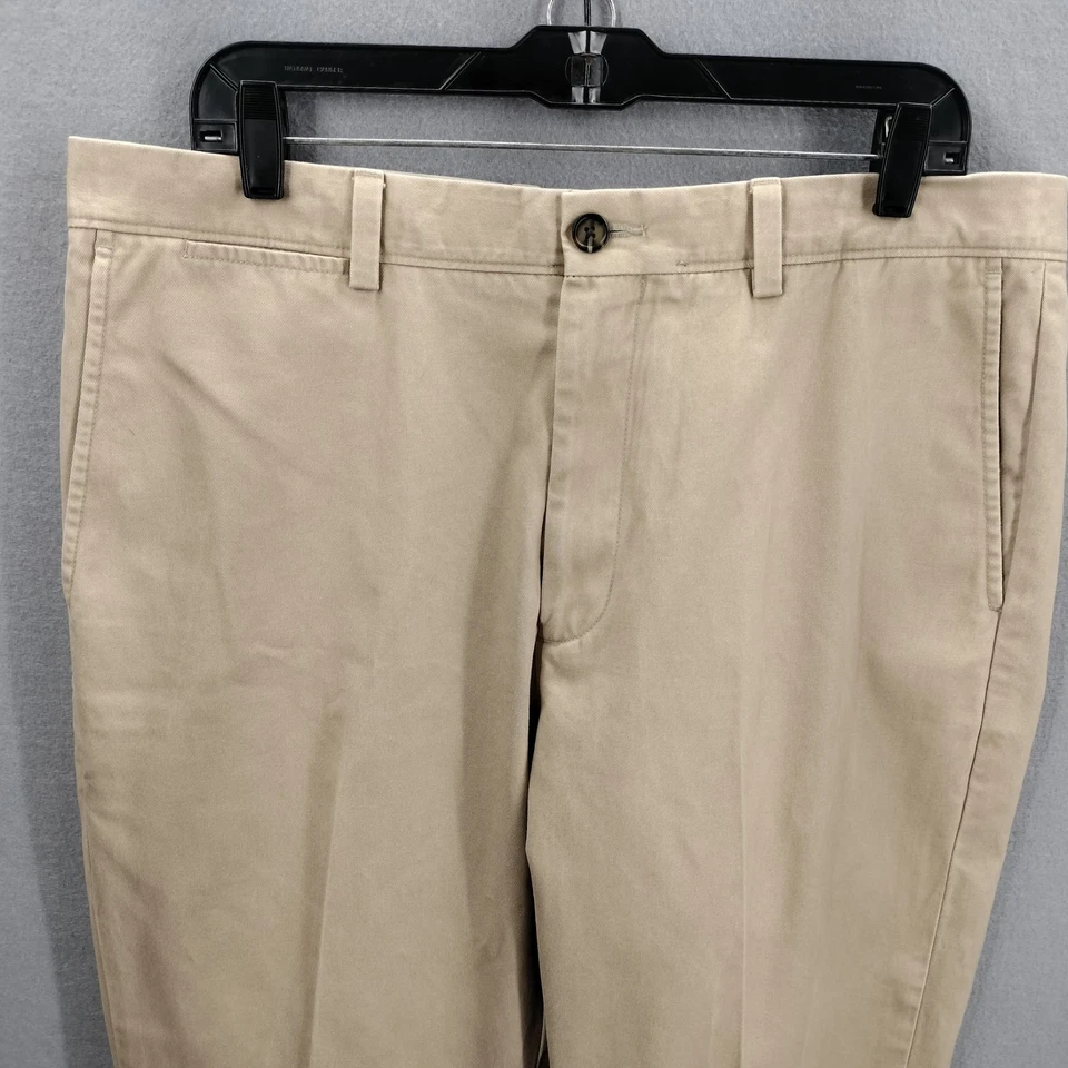 Pantalones Johnston & Murphy Hombre 36x32 Beige Chino Calce Regular Algodón Pima 5 Bolsillos Foto 2 de 4