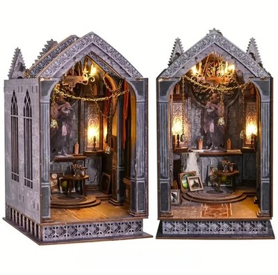 BOOKNOOK LED Stille Nacht Gebet 3D Puzzle Kit Gothic Buchstütze Regal