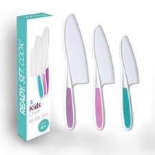 Jr. Kid Safe Knife Set for Real Cooking  3-Piece Toddler Kitchen Knives  Mo...