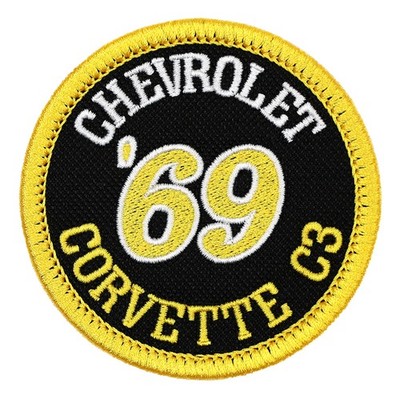 1969 Chevrolet Corvette C3 Embroidered Patch Black/Yellow Iron-On Sew-On Hat Bag